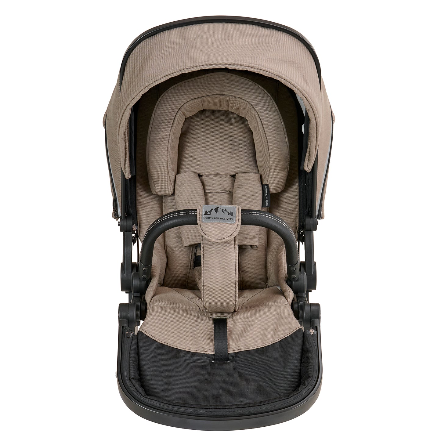 Kopfstütze 604 / Sand für den Sportwagen.
Weich gepolstert.
Im Sportwagen befestigt.
Vorderansicht.