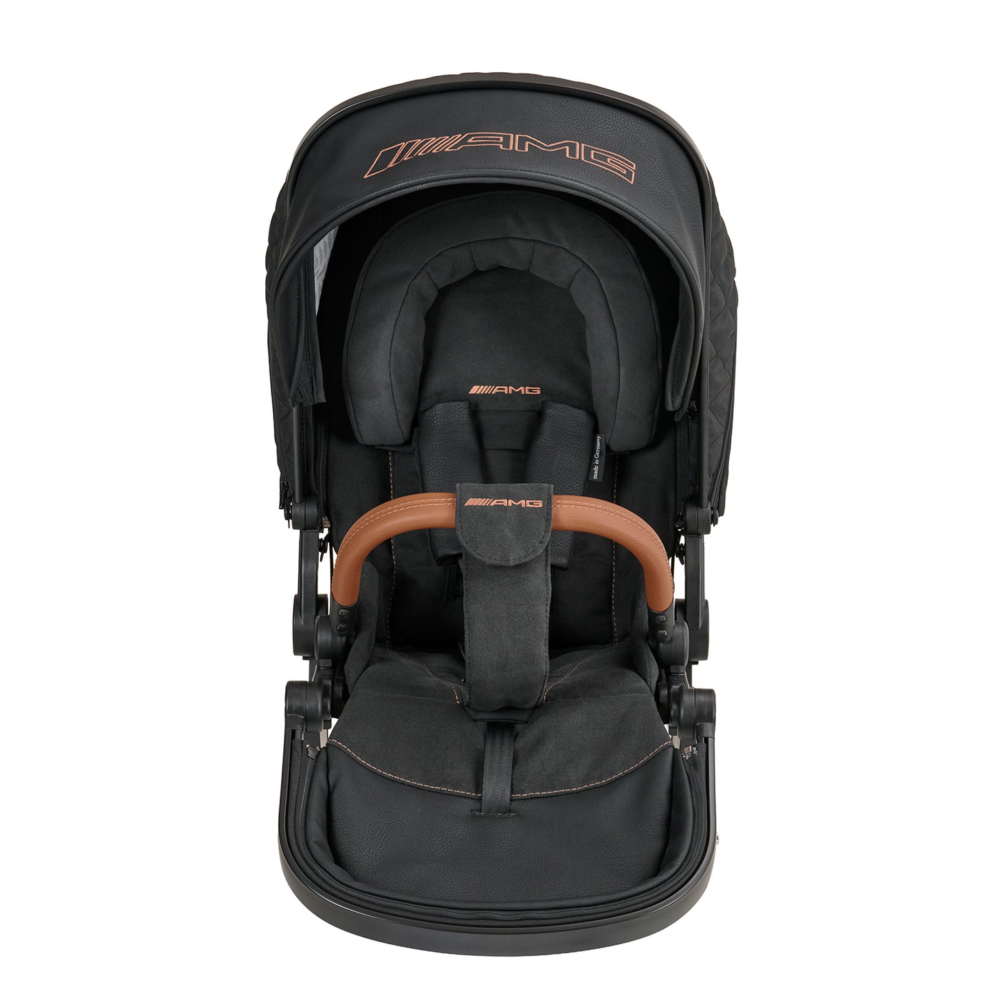 Kopfstütze 622 / Sienabraun für den Sportwagen.
Weich gepolstert.
Im Sportwagen befestigt.
Vorderansicht.