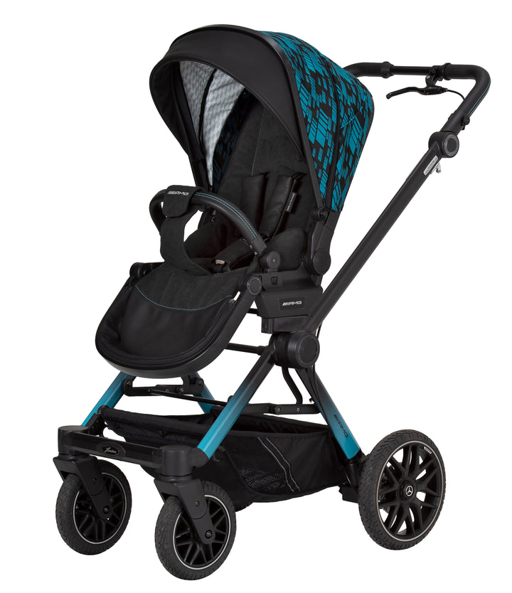 Kinderwagen mit Sportwagen-Aufsatz in Blau-Schwarz