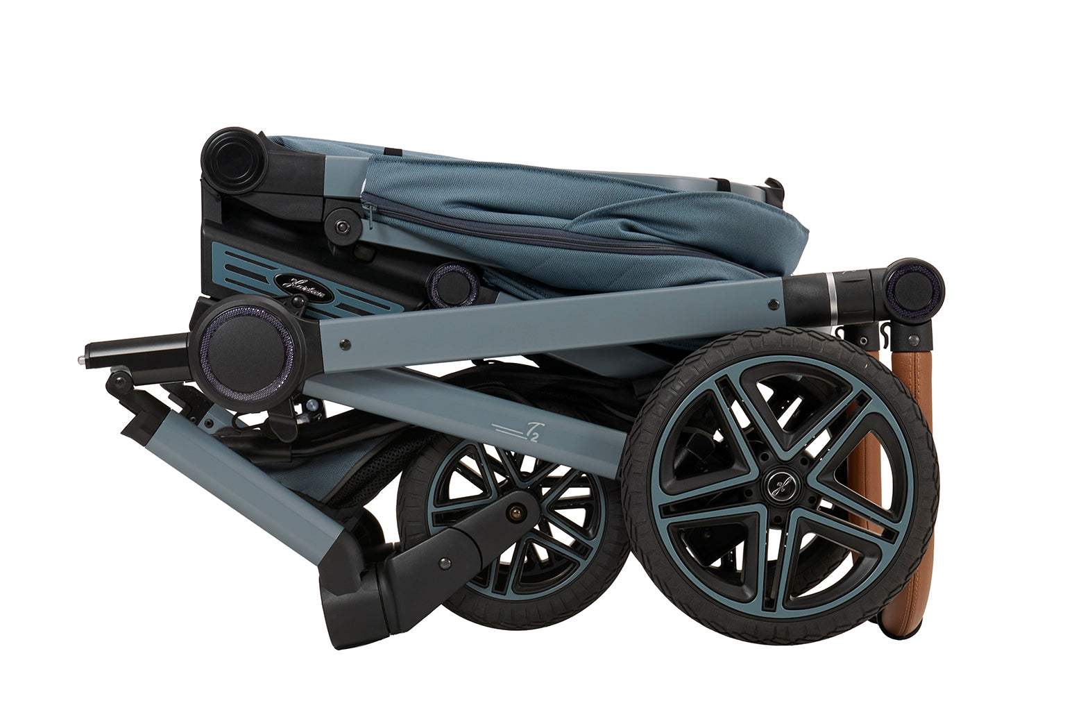 Gestell 607 / Blaugrau zusammengeklappt.
Seitenanansicht.