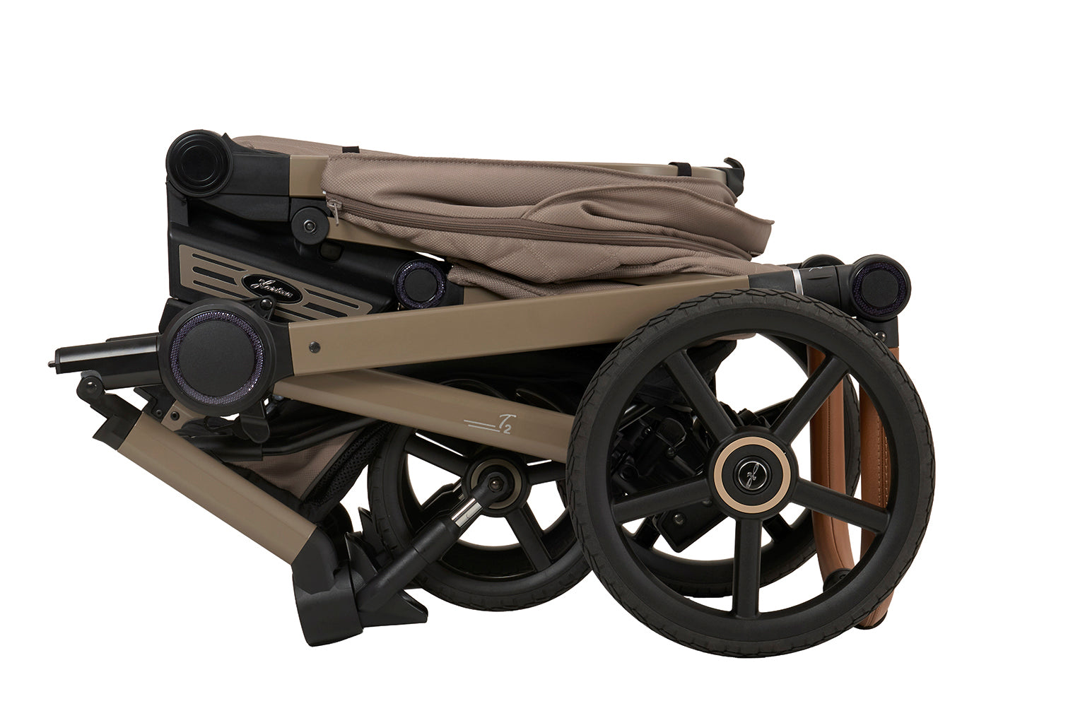 Gestell 606 / Beigegrau zusammengeklappt.
Seitenansicht.