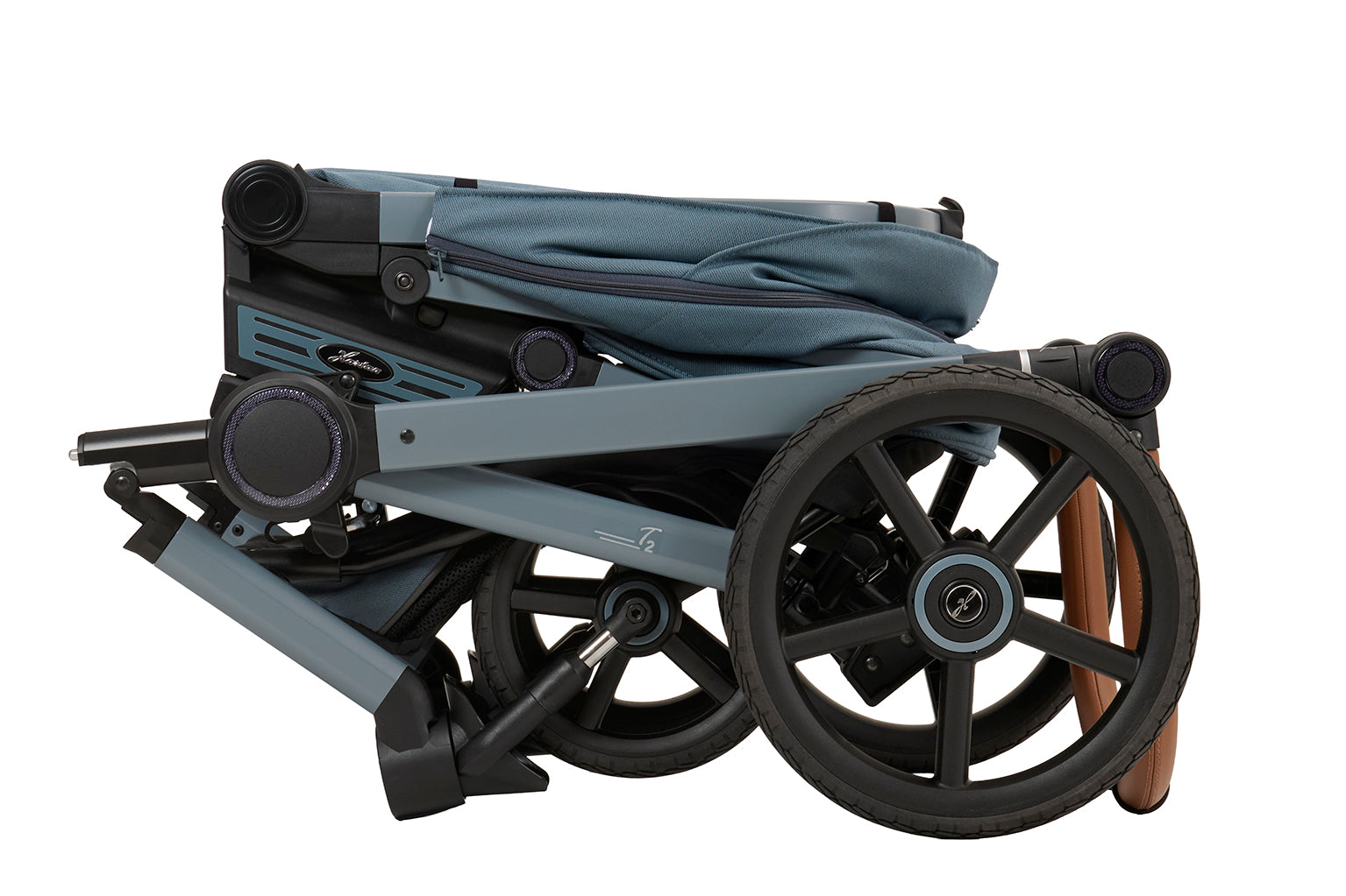 Gestell 607 / Blaugrau zusammengeklappt.
Seitenansicht.