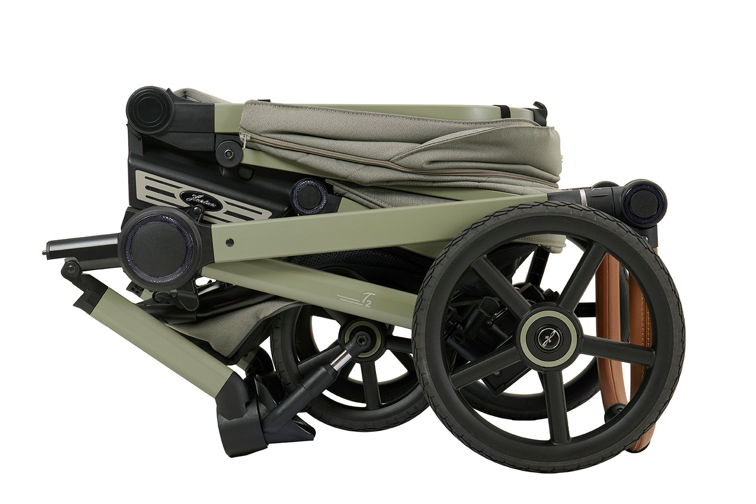 Gestell 608 / Moosgrau zusammengeklappt.
Seitenansicht.