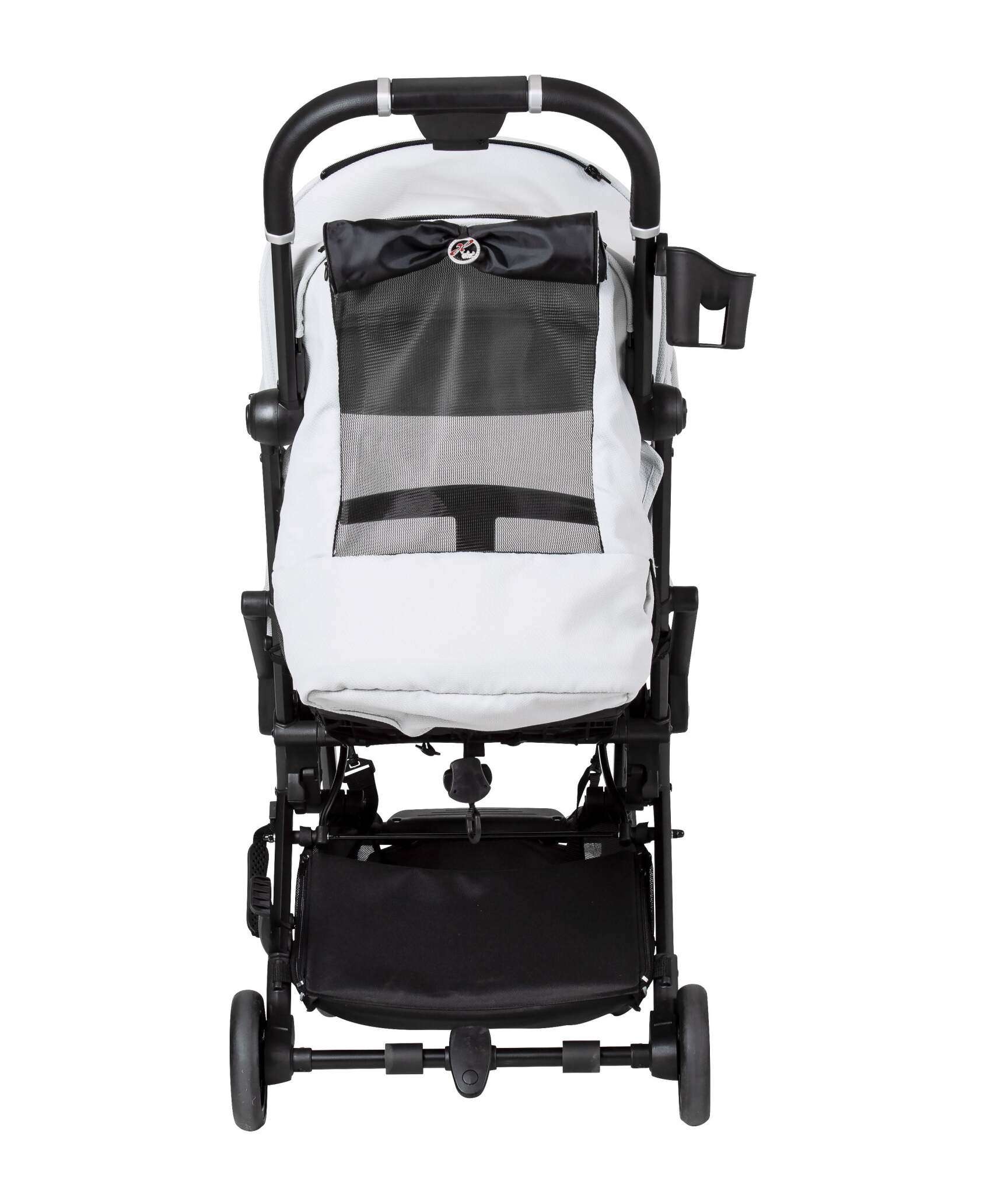 Buggy BIT 165 / Ice.
Fußstütze und Rücken verstellbar.
Geöffnete Klimazone im Verdeck.
Ansicht von hinten.