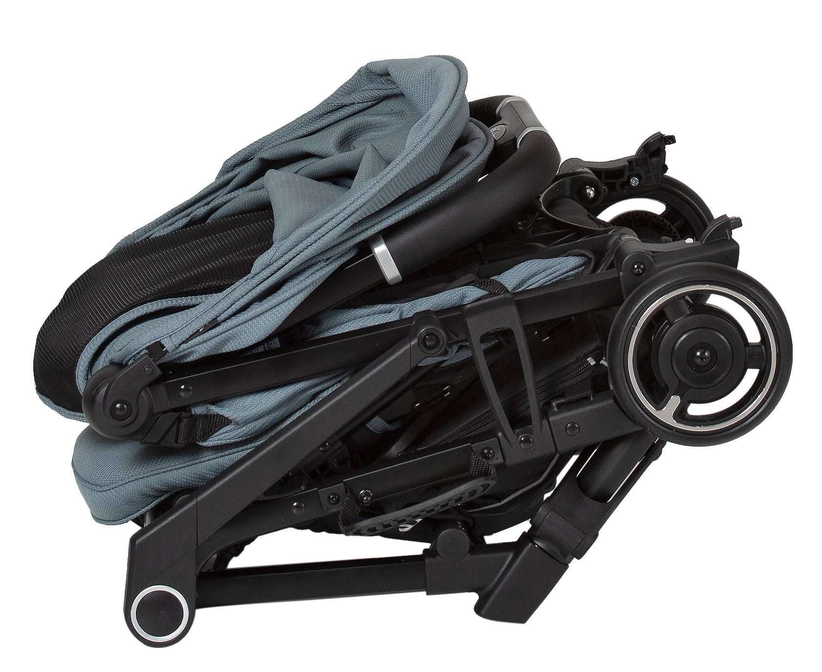 Buggy BIT 167 / Dove.
Komplett zusammengeklappt.
Seitenansicht.