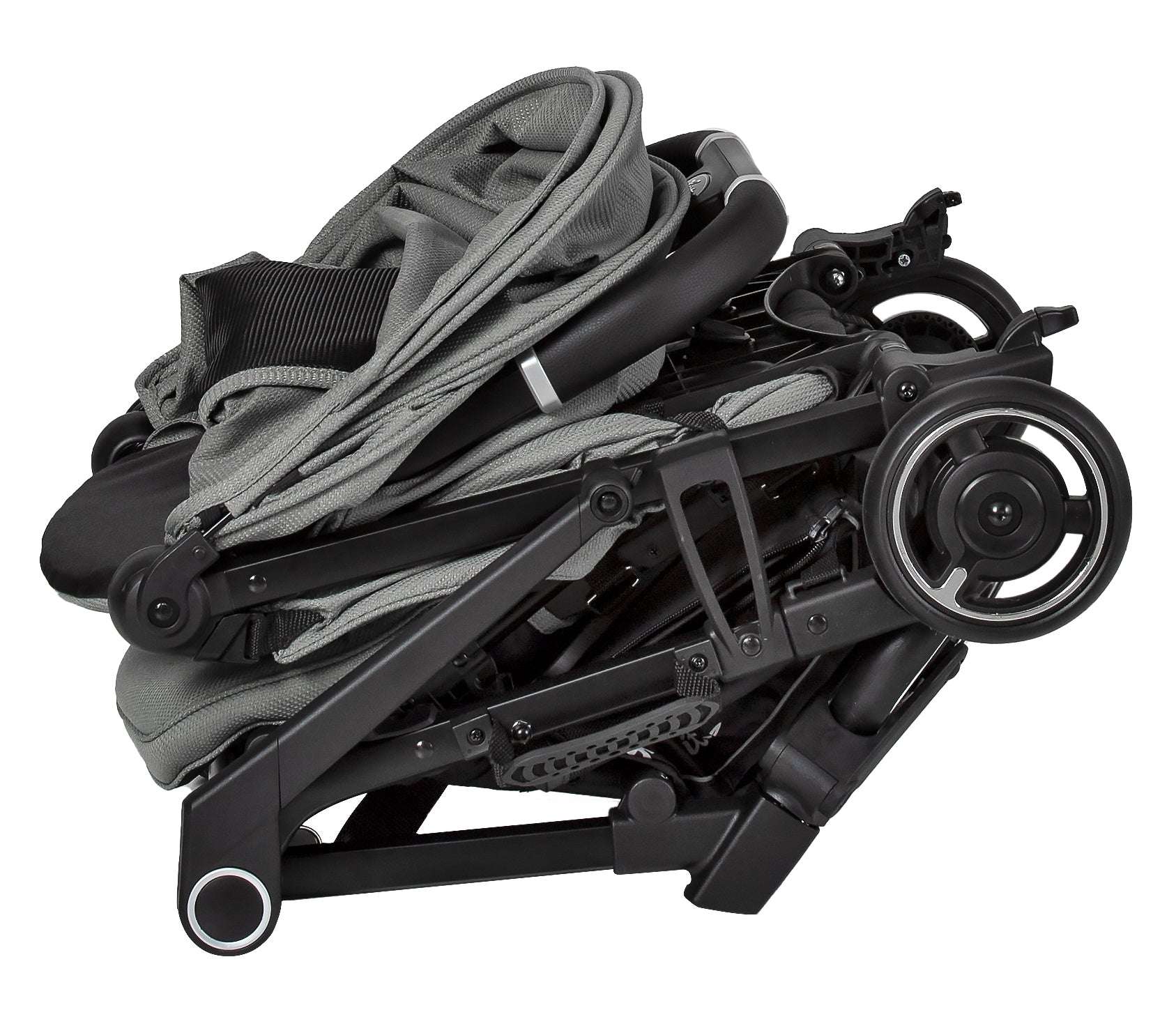 Buggy BIT 168 / Stone.
Komplett zusammengeklappt.
Seitenansicht.