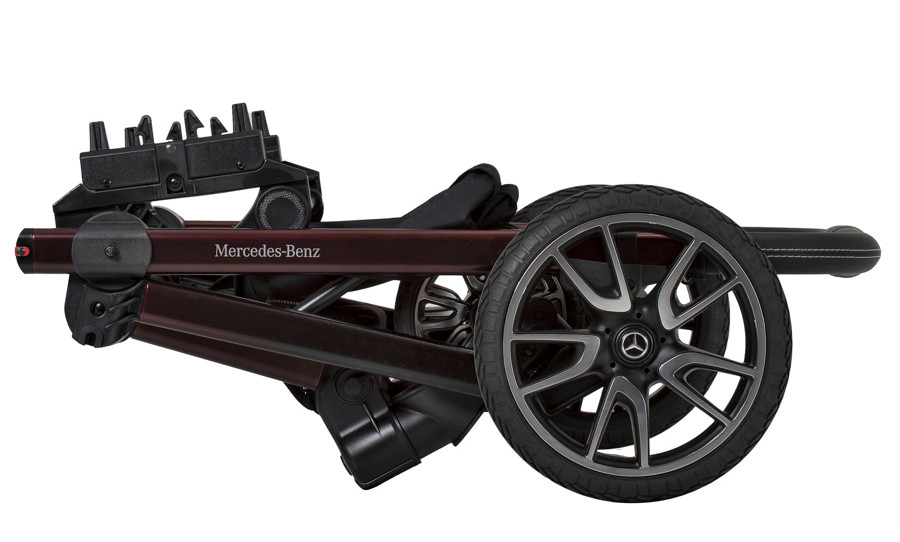 Gestell in Rubellitrot zusammengeklappt.
Seitenansicht.