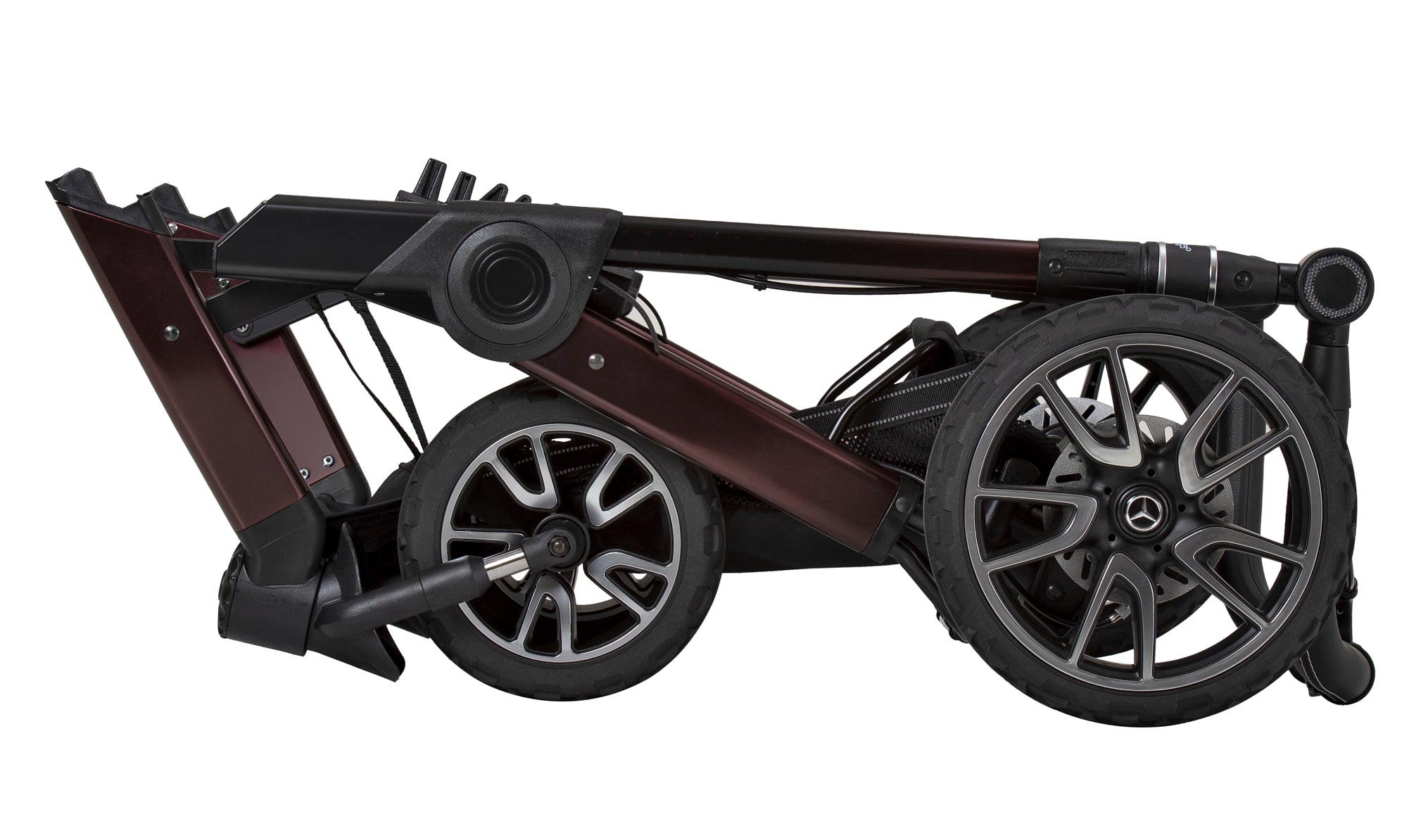 Gestell in Rubellitrot zusammengeklappt.
Seitenansicht.