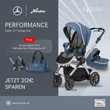 Jubiläumsangebot
Performence Sportwagen 617 / vintage blue + Falttasche + Adapter 9912 + Wickeltasche.
Darstellung mit allen Artikeln als Sonderpreis
