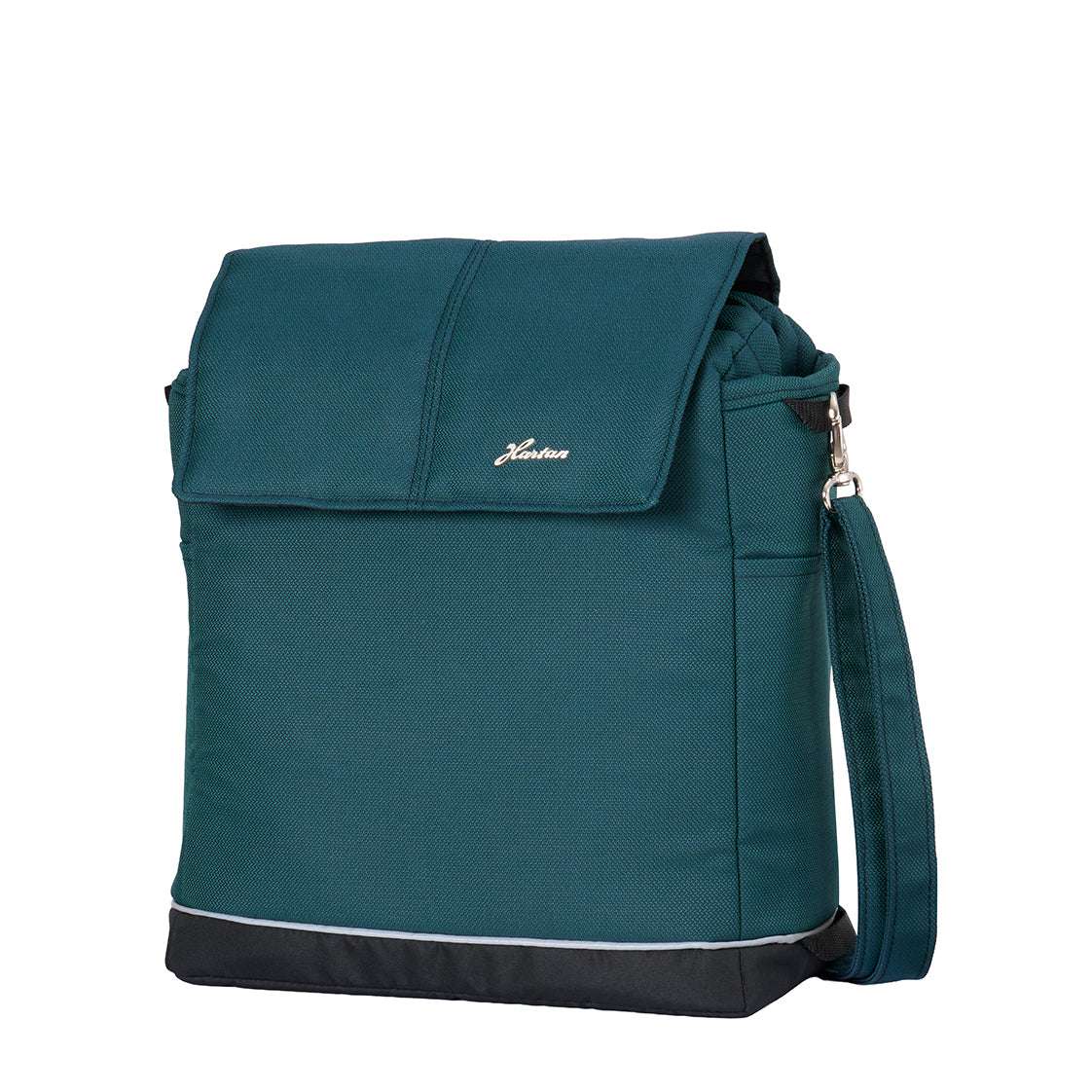 Türkise Flexi Bag Outdoor mit Überschlag, Schultergurt, Reißverschlussdetail und schwarzem Boden für Alltag und Ausflug