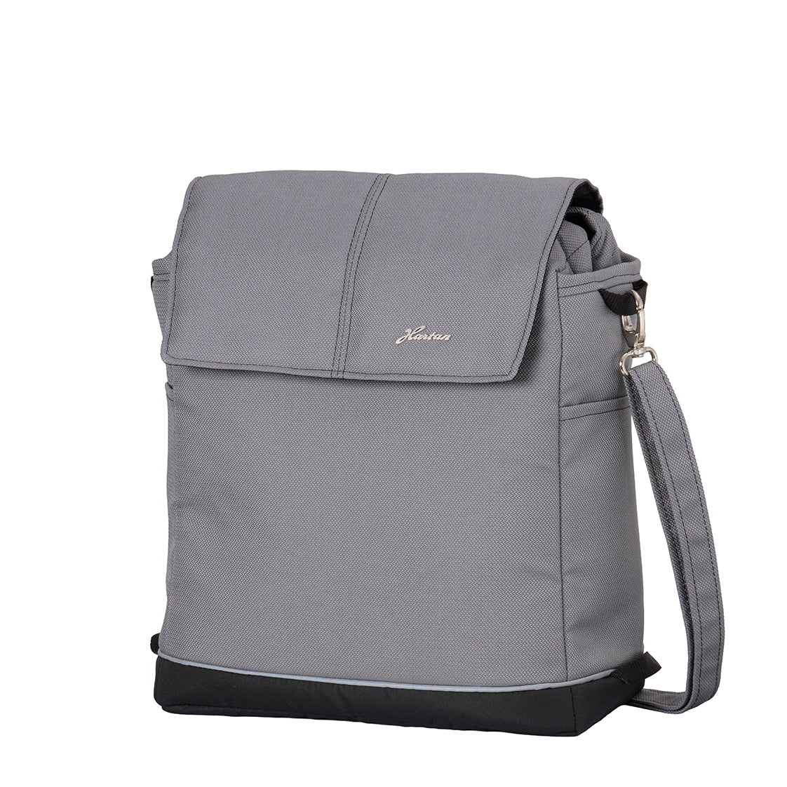 Wickeltasche Flexi Bag 602 / Graphit mit mehreren Innenfächern und Schultergurt.
Schräge Vorderansicht.