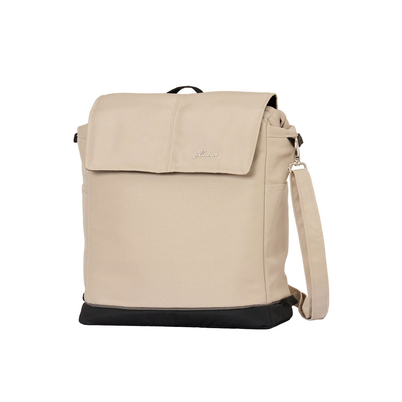 Wickeltasche Flexi Bag 609 / Peanut  mit mehreren Innenfächern und Schultergurt.
Schräge Vorderansicht.