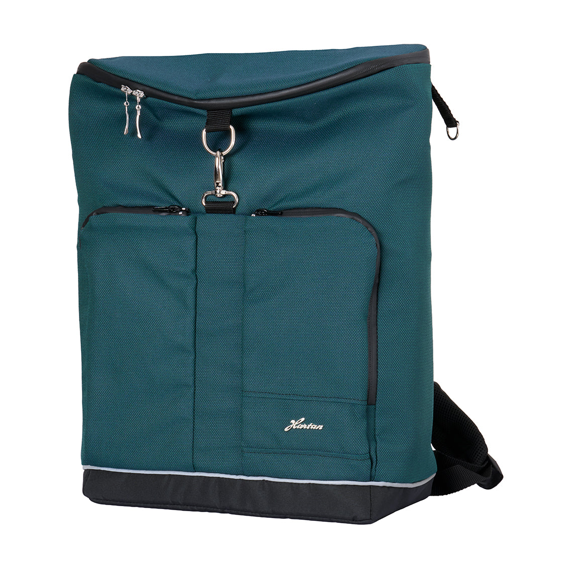 Wickelrucksack Space Bag 601 / Leaf mit mehreren Fächern und gepolsterte Schultergurte.
Große schräge Vorderansicht.