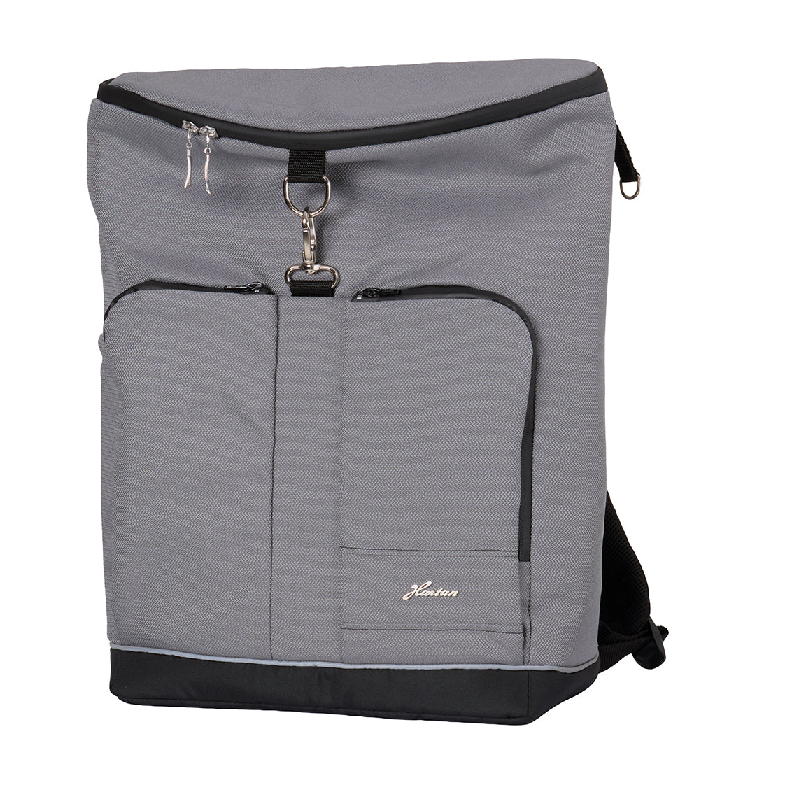 Wickelrucksack Space Bag 602 / Graphit mit mehreren Fächern und gepolsterte Schultergurte.
Große schräge Vorderansicht.