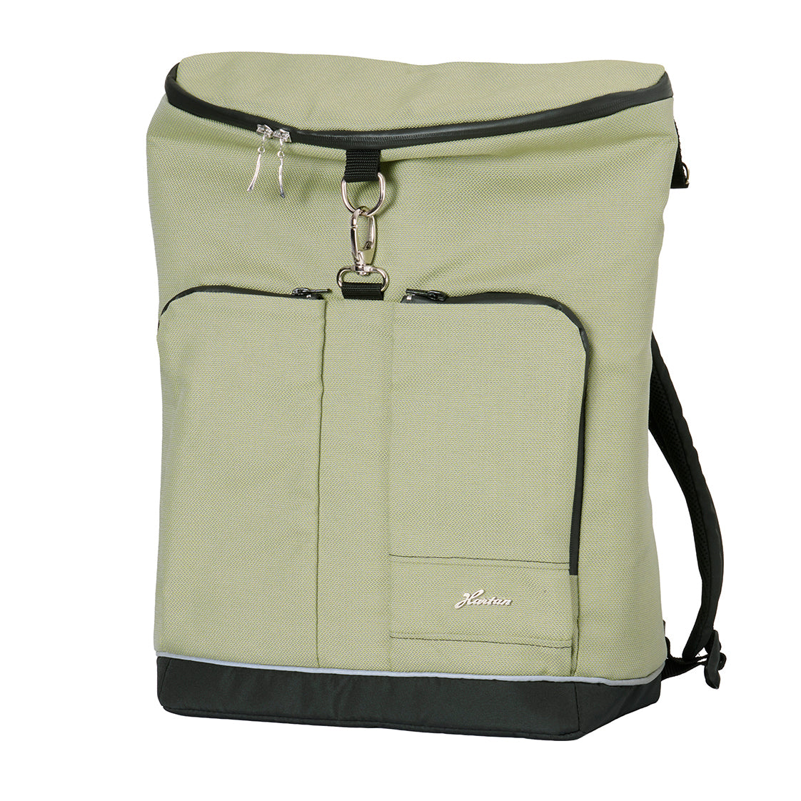 Wickelrucksack Space Bag 603  / Lime mit mehreren Fächern und gepolsterte Schultergurte.
Große schräge Vorderansicht.