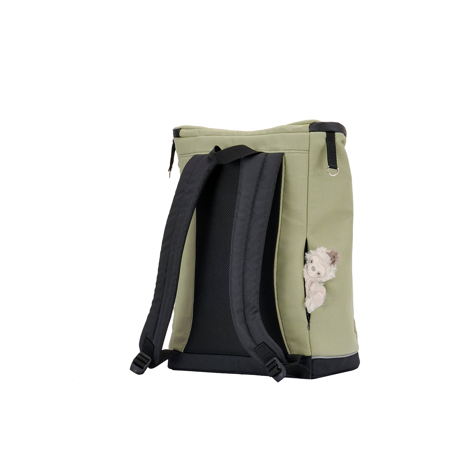 Wickelrucksack Space Bag 603 / Lime mit mehreren Fächern und gepolsterte Schultergurte.
Ansicht von hinten..