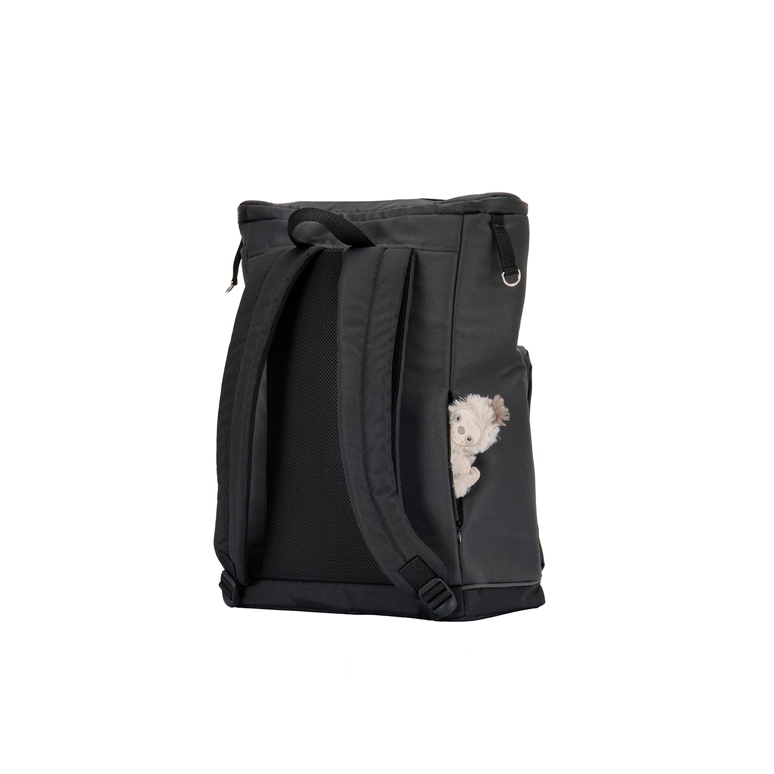 Wickelrucksack Space Bag 605 / Walnut Grey mit mehreren Innenfächern und gepolsterte Schultergurte.
Ansicht von hinten.