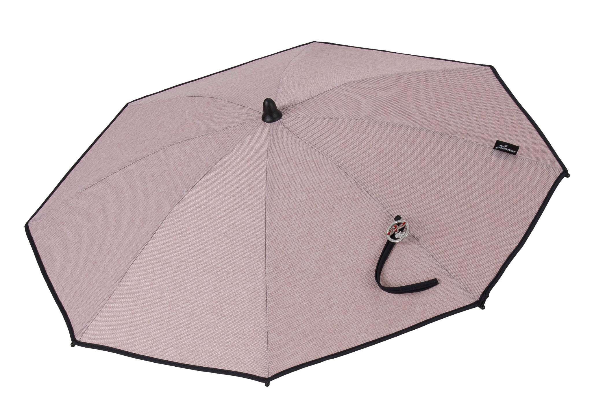 Sonnenschirm 808 / Rosy Birds mit flexibler Halterung 
Geöffnet in Seitenansicht.