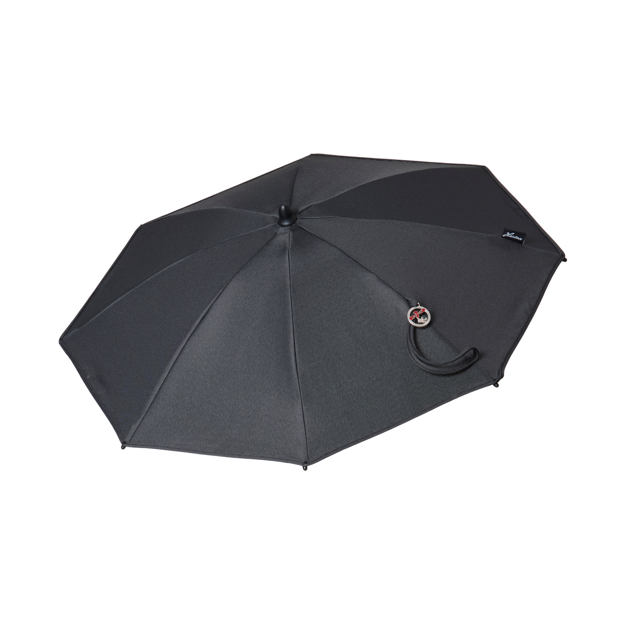 Sonnenschirm Click-up 605  / Walnut Grey  mit flexibler Halterung .
Geöffnet in Seitenansicht.