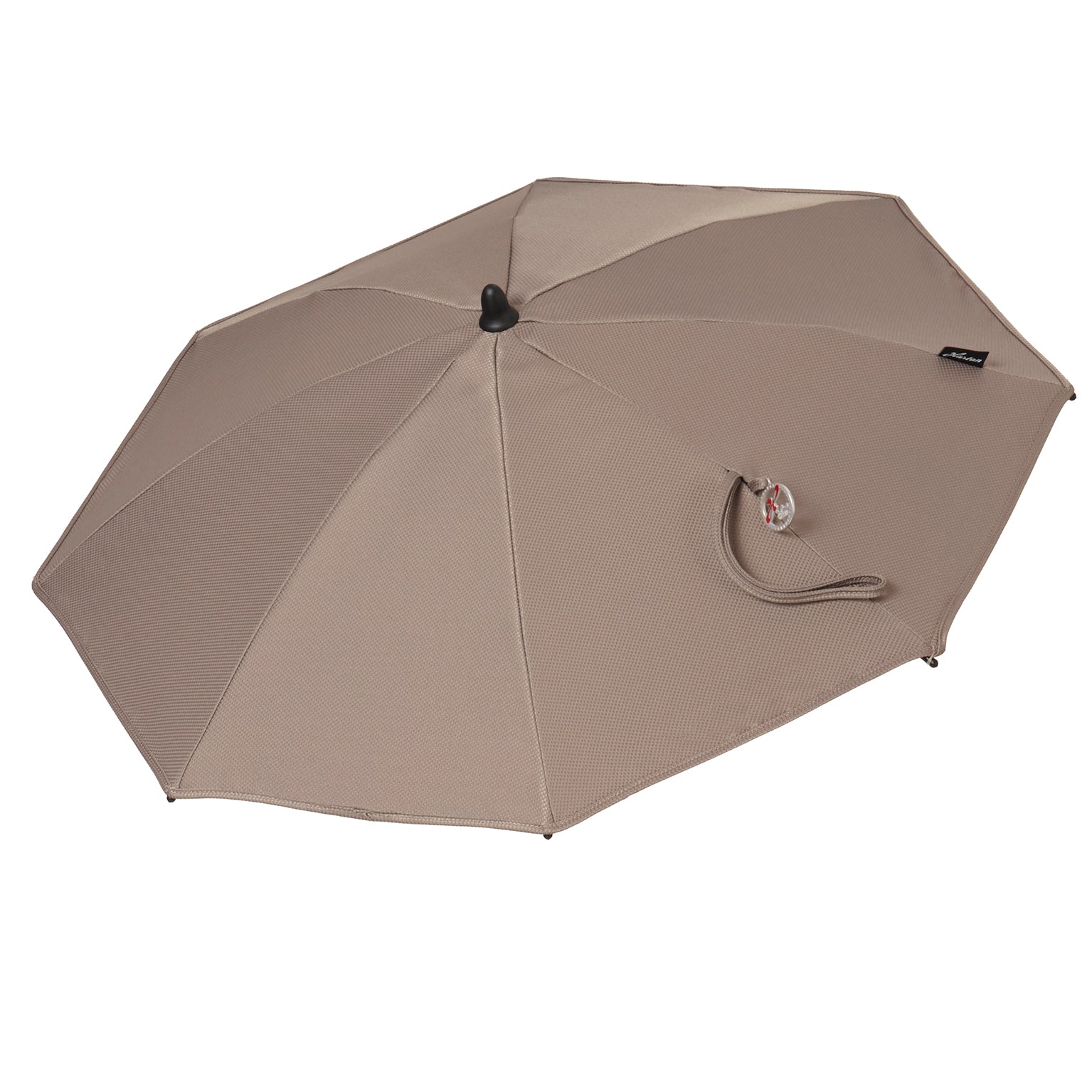 Sonnenschirm Click-up 606 / Hazel  mit flexibler Halterung .
Geöffnet in Seitenansicht.