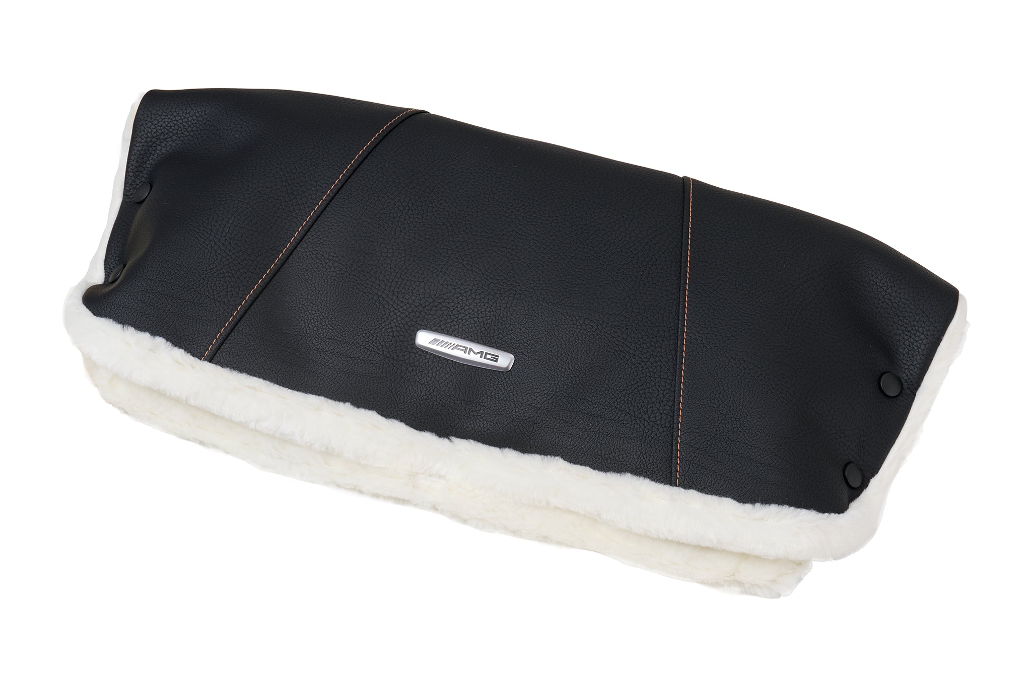 Handwärmer 622 / Sienabraun für Kinderwagengriff , warmes Fleece-Innenfutter.
Frontansicht.