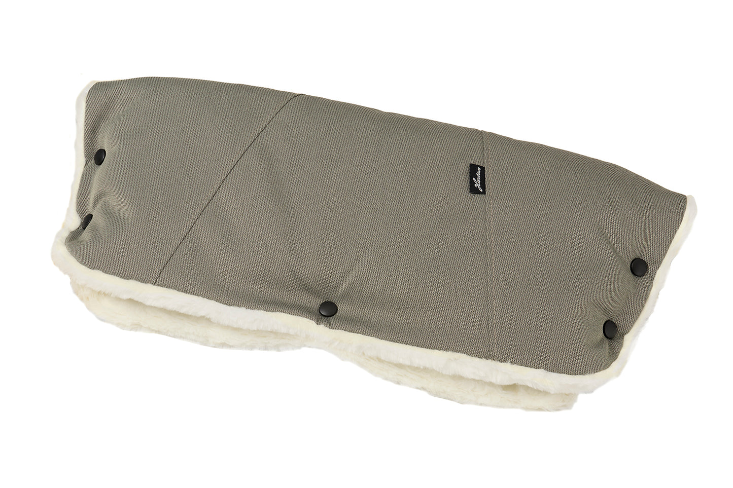 Handwärmer Mum in 608 / Pistachio für den Kinderwagengriff.
Warmes Fleece-Innenfutter.
Schräge Frontansicht.