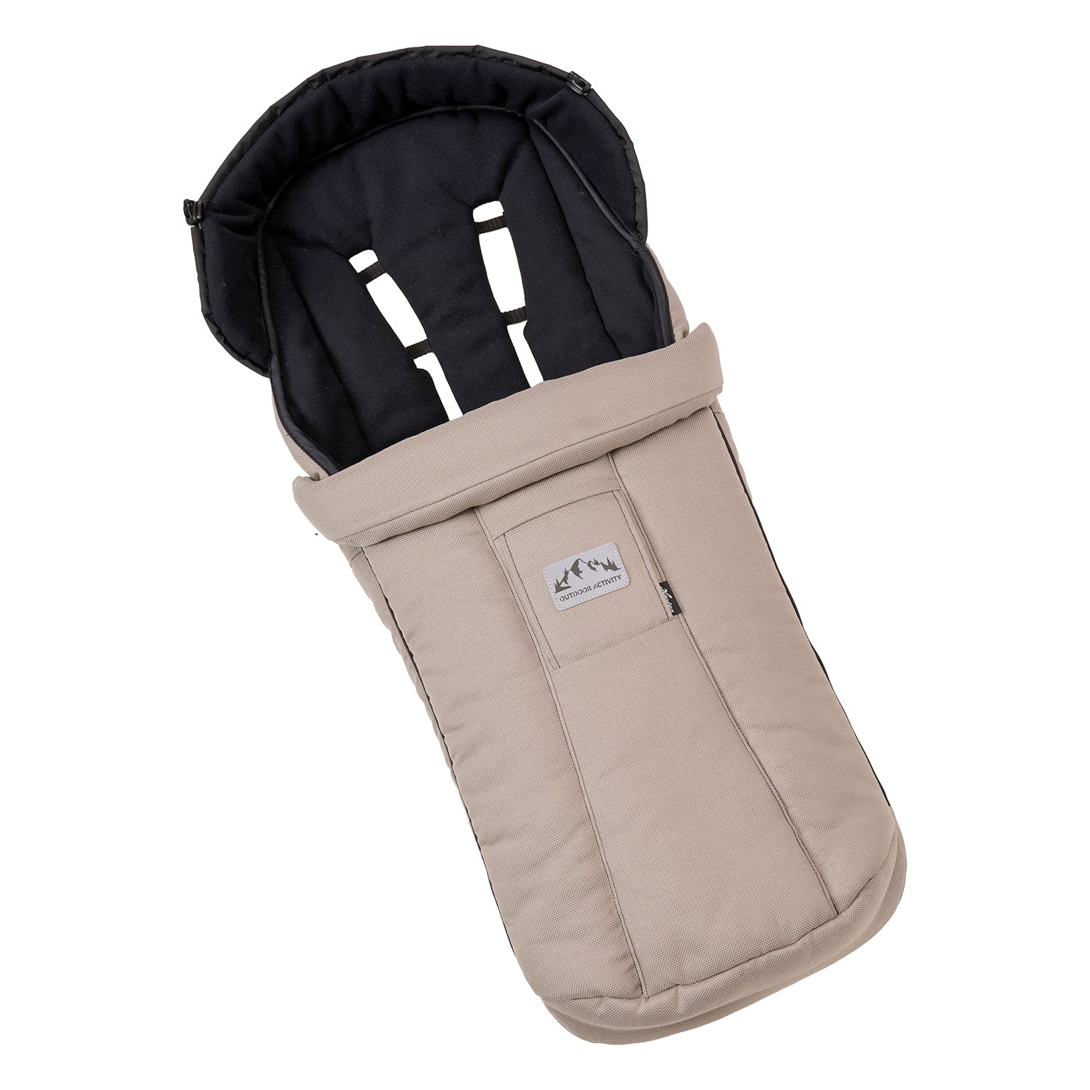 GTR Fußsack 604 /Sand mit weichem Fleece Innenfutter.
Schräge Liegeansicht von Oben.