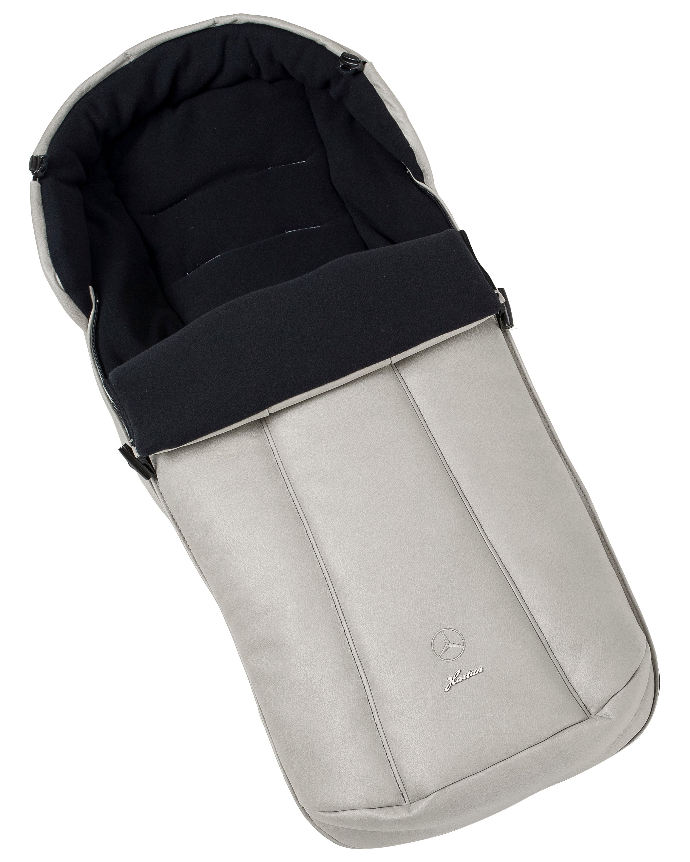 Mercedes Benz Avantgarde Fußsack 615  / Opalith mit weichem Fleece Innenfutter.
Schräge Liegeansicht von oben.