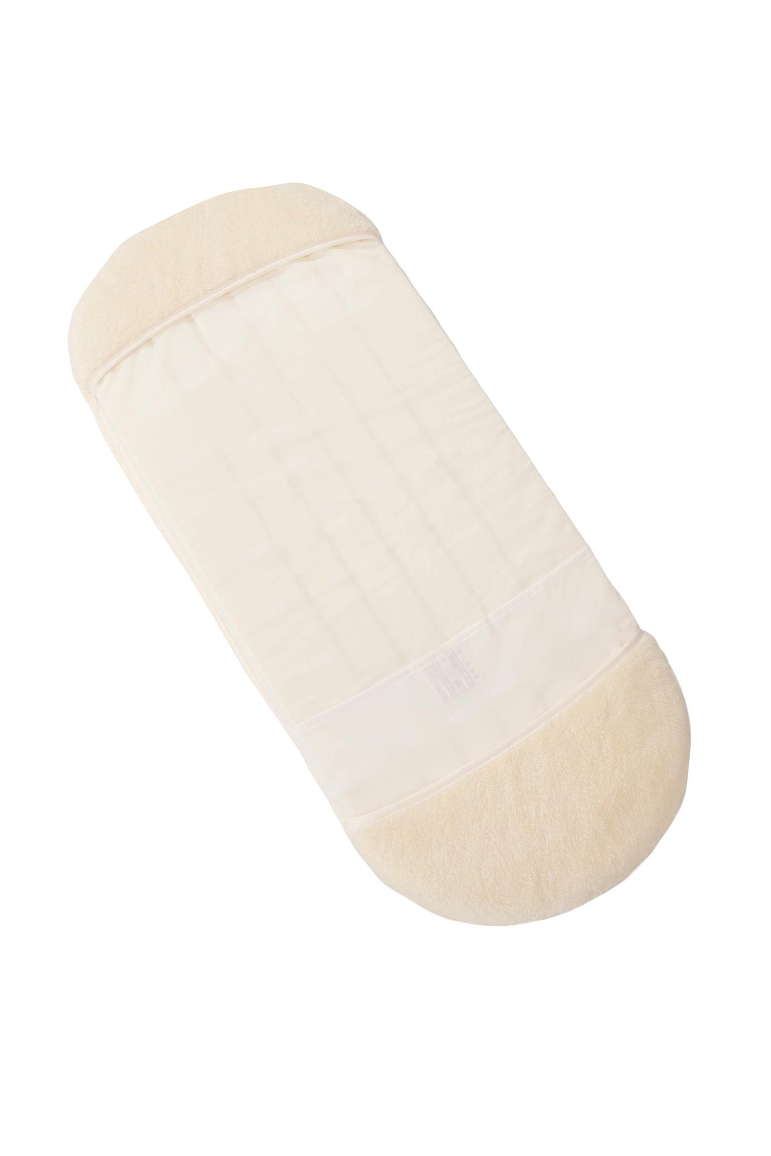 Vielseitiges Kuschel-Inlay aus weichem  Soft-Material.
Untere Seite.
Schräge Draufsicht.