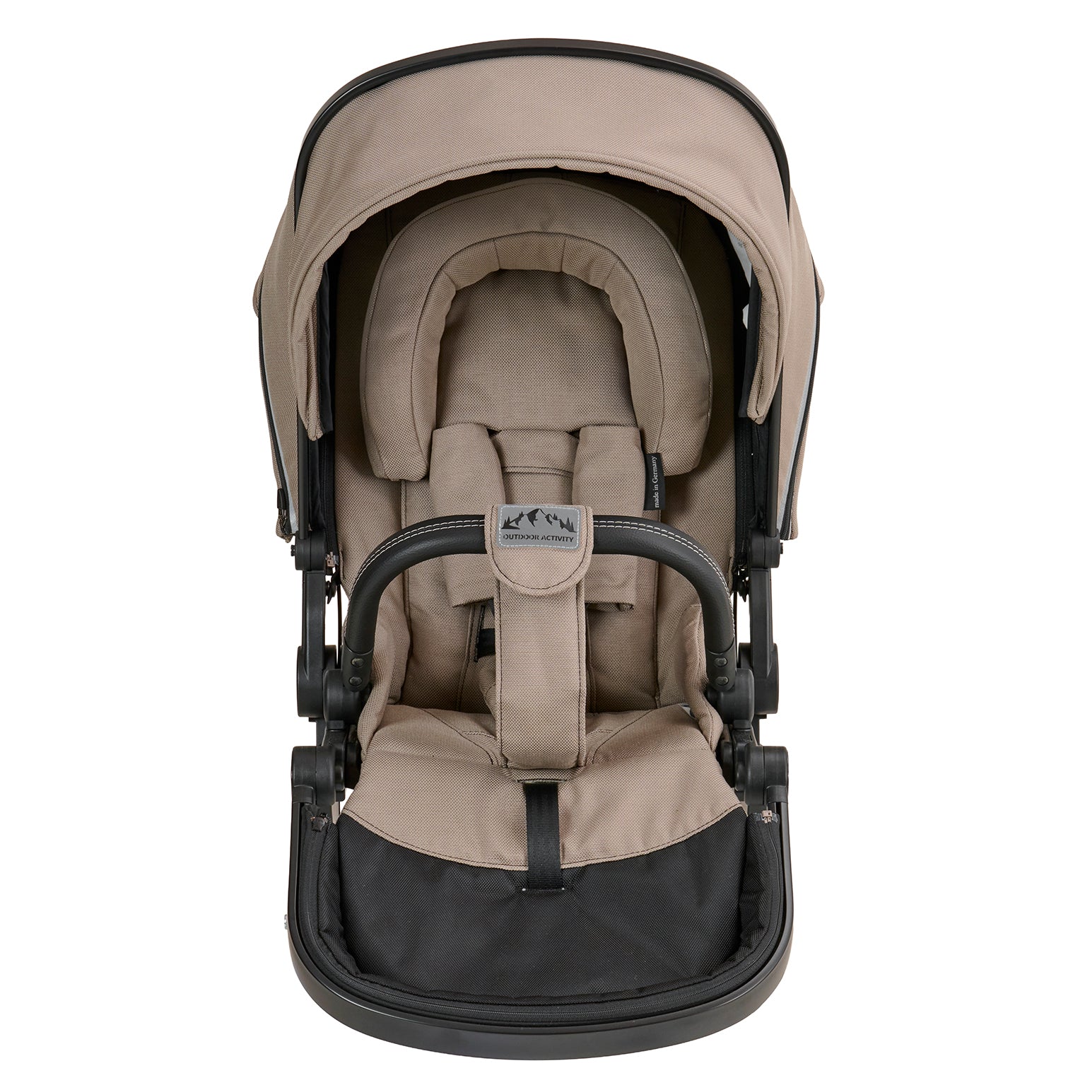 Kopfstütze 604 / Sand für den Sportwagen.
Weich gepolstert.
Im Sportwagen befestigt.
Vorderansicht.