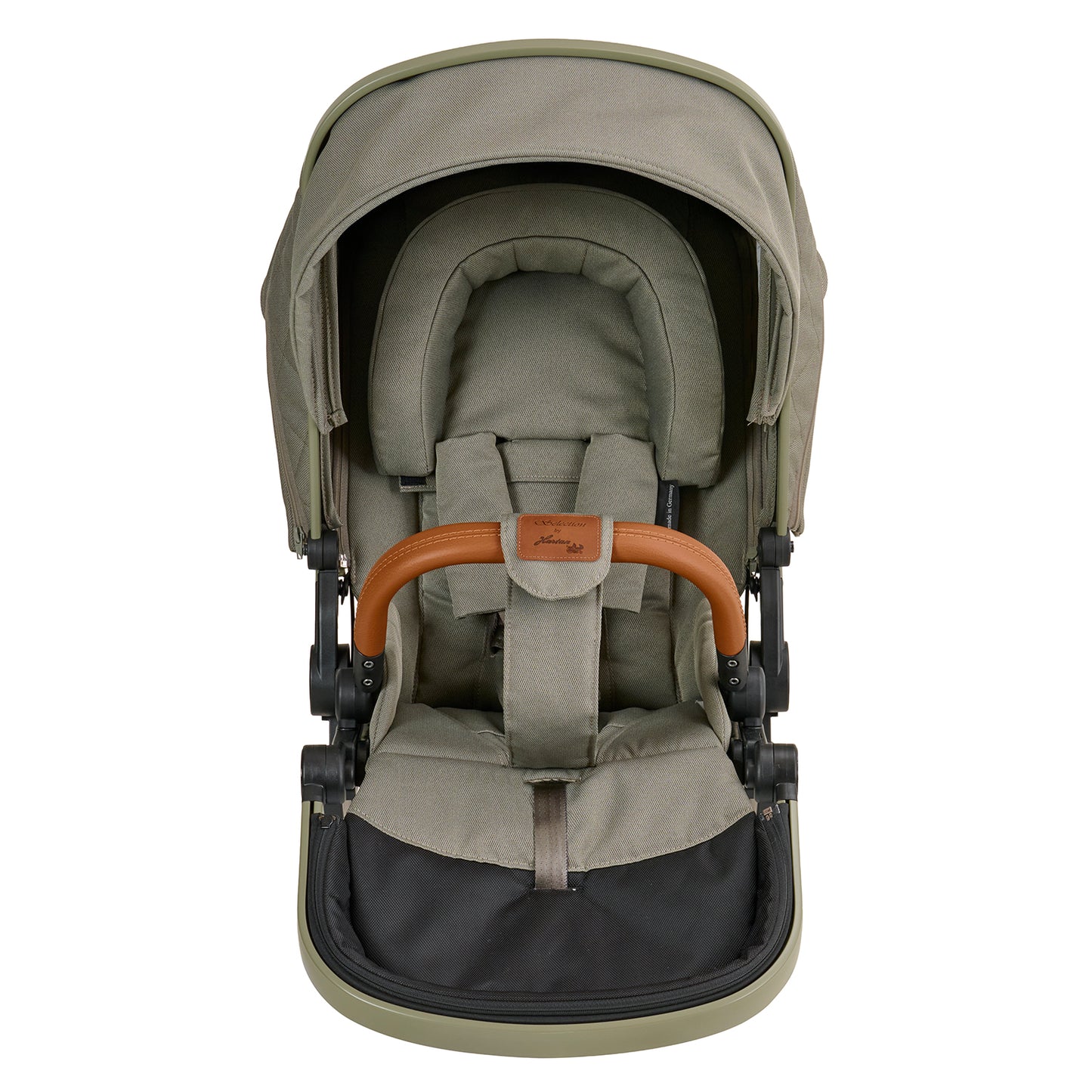 Kopfstütze 608 / Pistachio im Sportwagen.
Ansicht von Vorne.