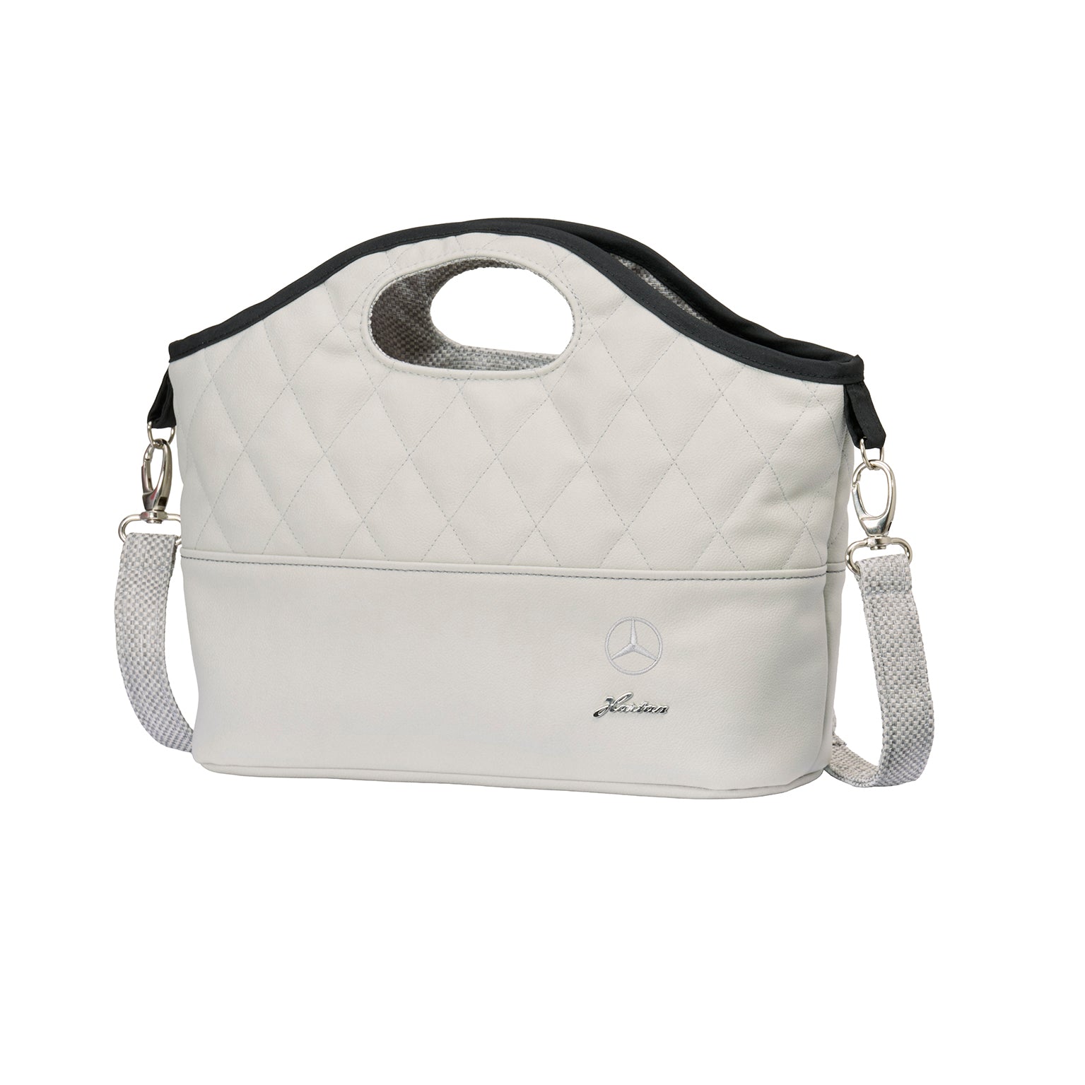 Bag2Go in 615 / Opalith  mit mehreren Innenfächern und Schultergurt.
Der obere Teil der Tasche ist gesteppt.
Schräge Vorderansicht.