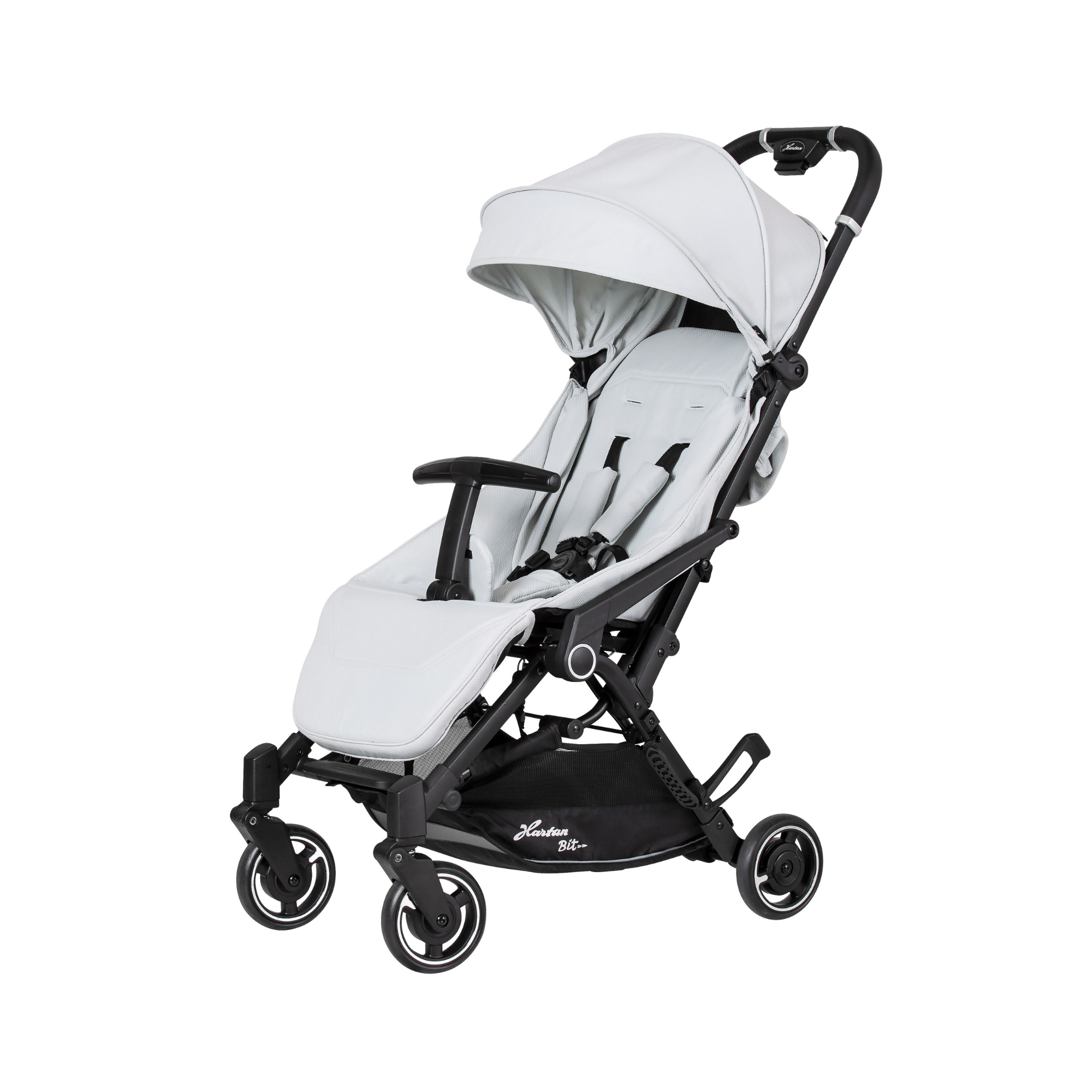 Buggy BIT 165 / Ice.
Fußstütze und Rücken verstellbar.
Schräge Vorderansicht.