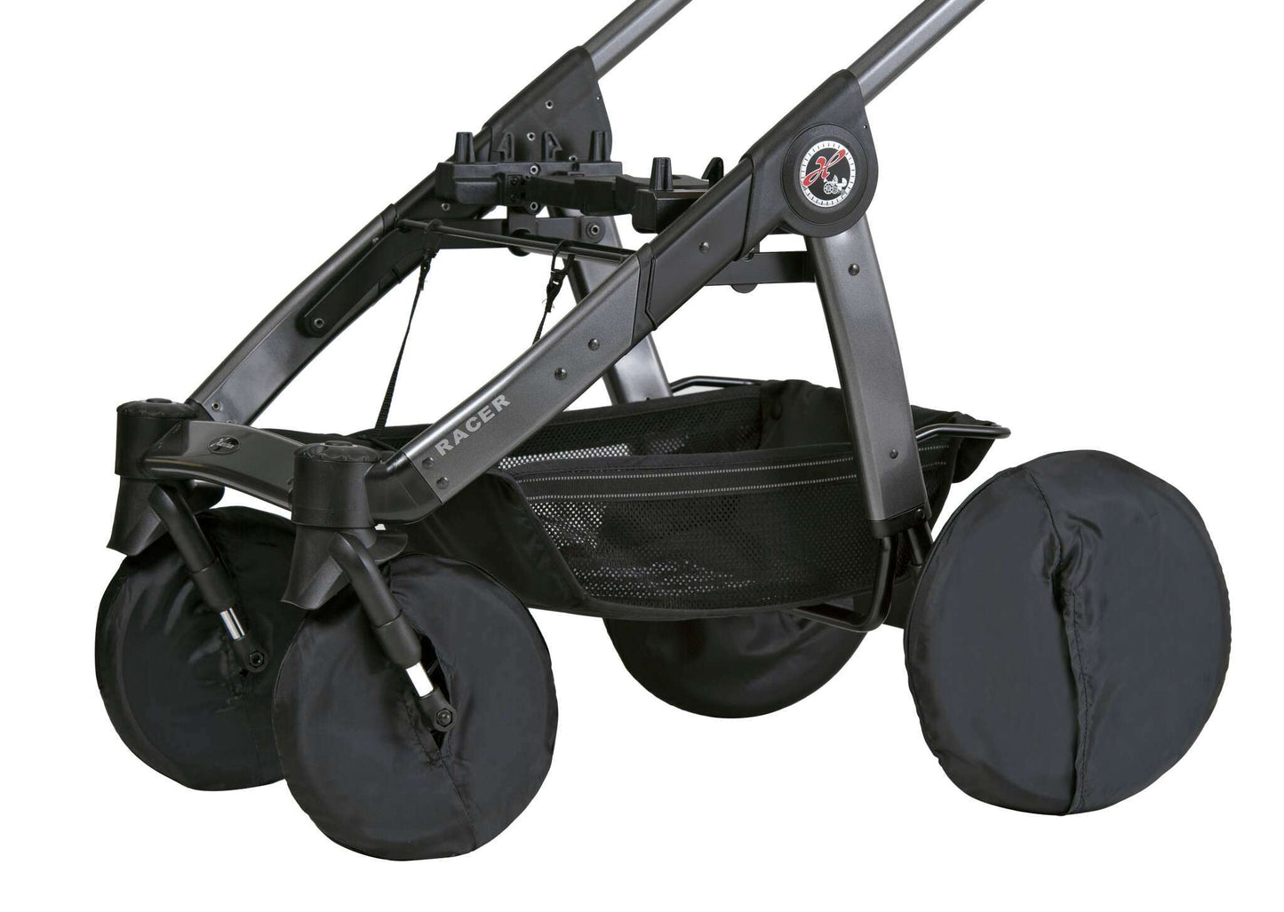 Radschutzhüllen an Kinderwagenrädern