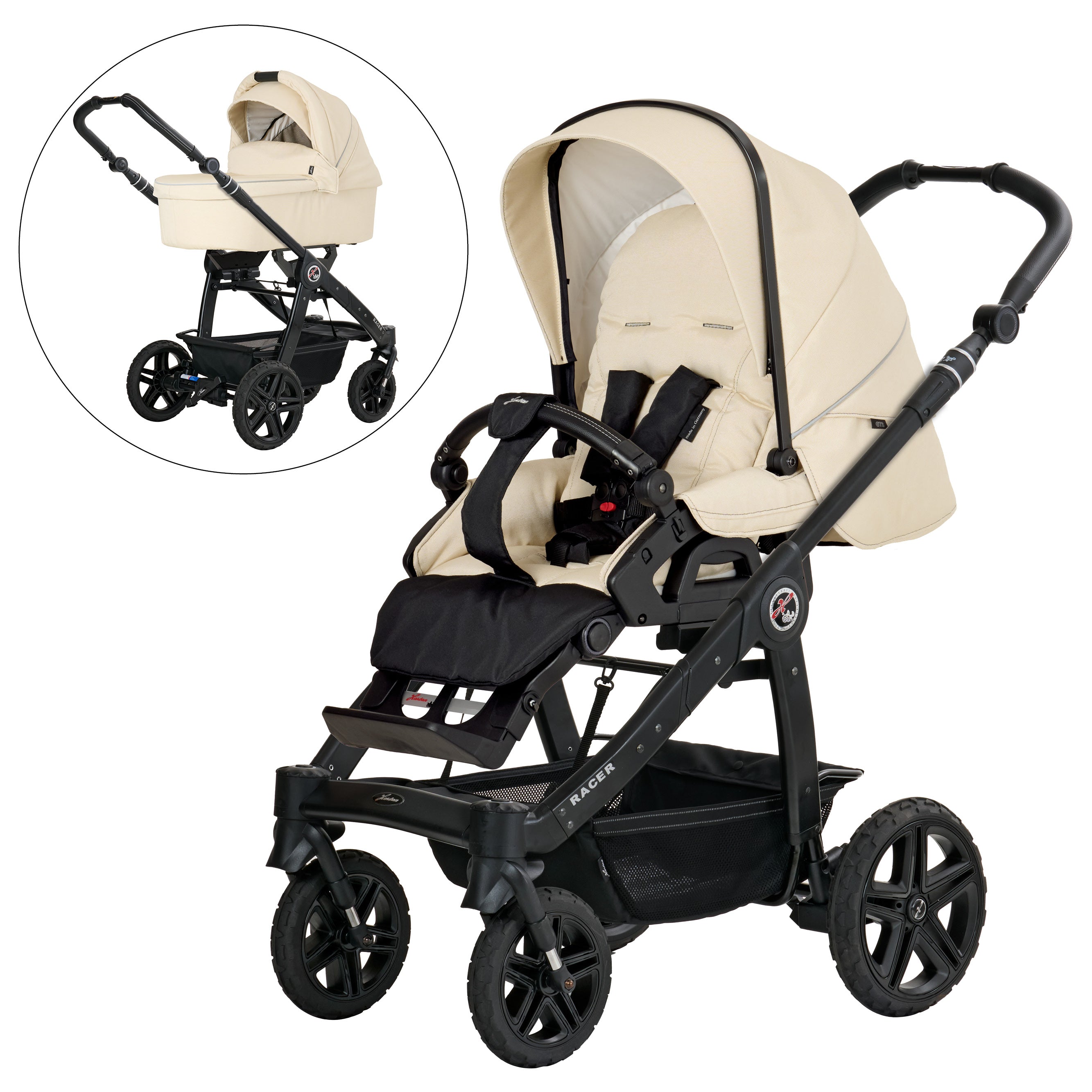 Racer GTS Sportwagen  625 / Butter Yellow.
Schwarzer Schutzbügel und Handgriff
Schwarzes Gestell
Racer GTS mit Falttasche
Schwarzes Gestell und Handgriff
2 Bilder mit jeweils Schräge Vorderansicht