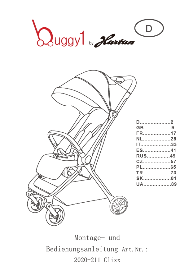 Hartan Buggy1 Kinderwagen mit Sonnendach, verstellbarer Rückenlehne, Bügelgriff, Einkaufskorb, doppelte Schwenkräder vorne