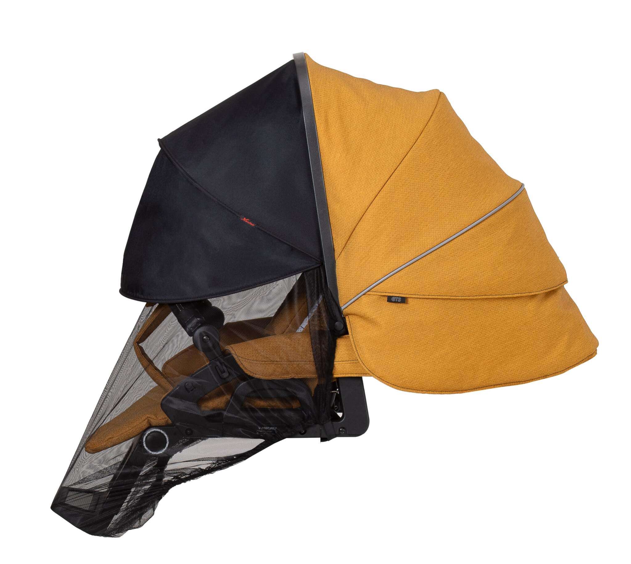 Sunline Plus  819 / Forest Friends – Sonnen-und Insektenschutz für deinen Kinderwagen.
Verdeck komplett ausgeklappt.
Seitenansicht.