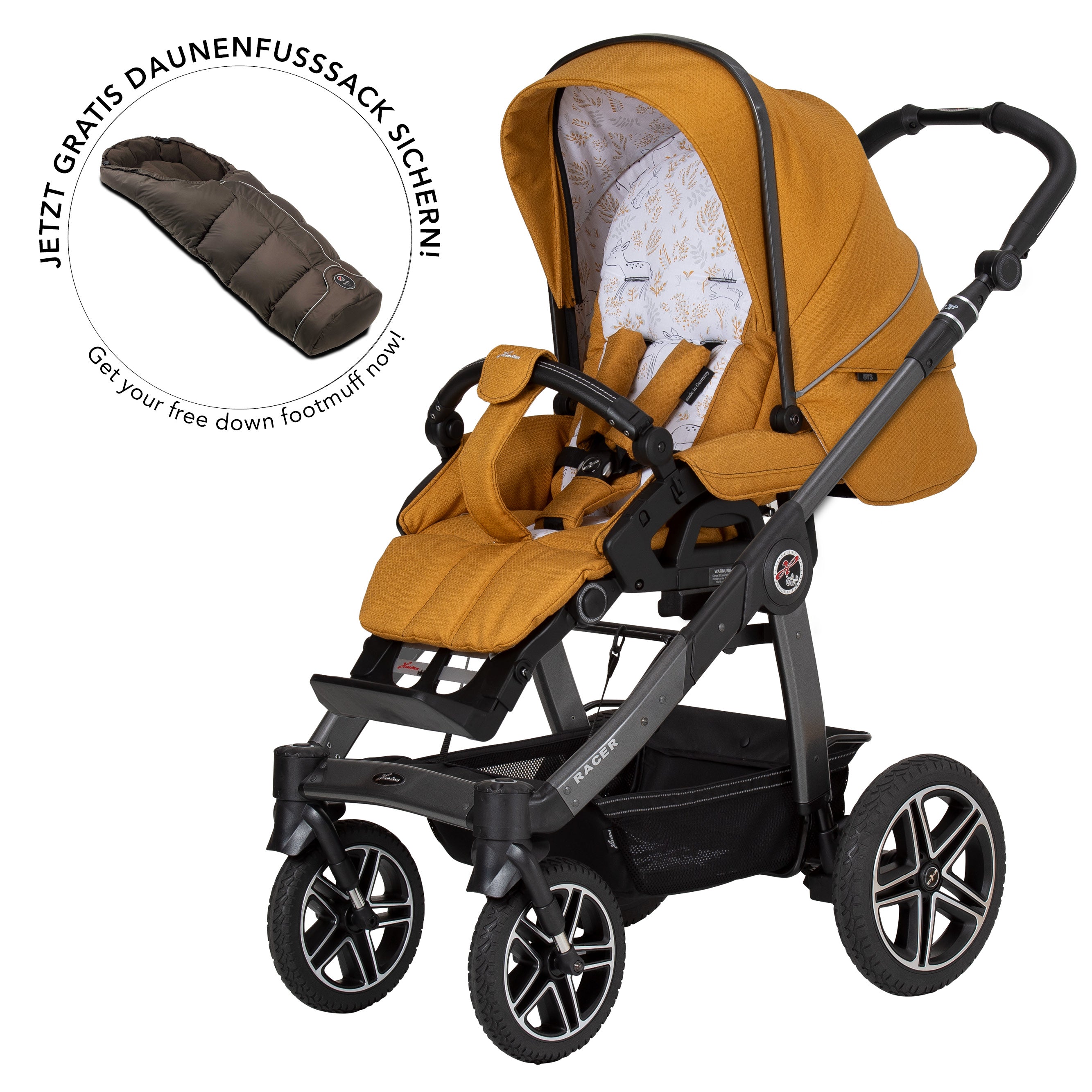 Hartan SKY gts Kinderwagen + Babyschale von high quality Bellybutton grau